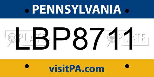 LBP8711 Pennsylvania License Plate