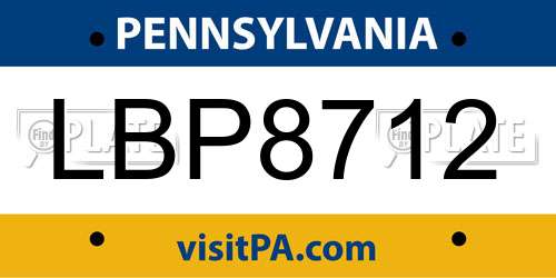 LBP8712 Pennsylvania License Plate