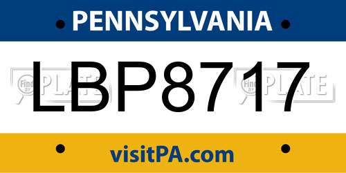 LBP8717 Pennsylvania License Plate