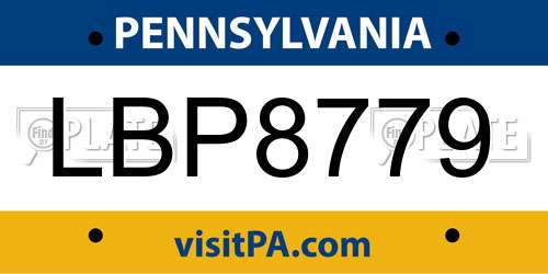 LBP8779 Pennsylvania License Plate