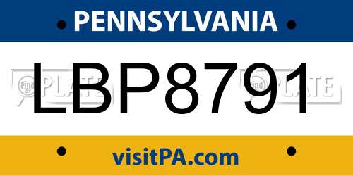 LBP8791 Pennsylvania License Plate