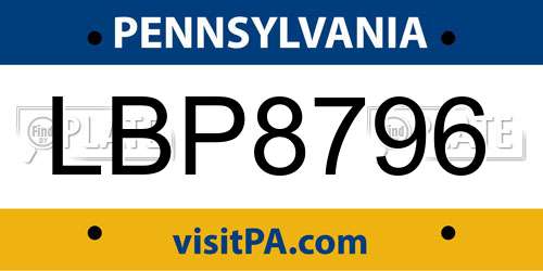 LBP8796 Pennsylvania License Plate