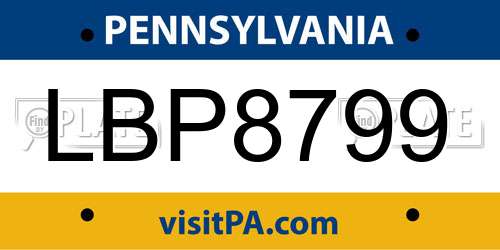 LBP8799 Pennsylvania License Plate