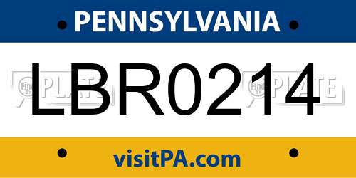 LBR0214 Pennsylvania License Plate