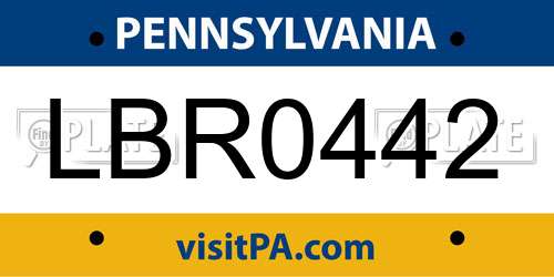 LBR0442 Pennsylvania License Plate