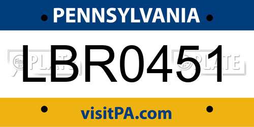 LBR0451 Pennsylvania License Plate