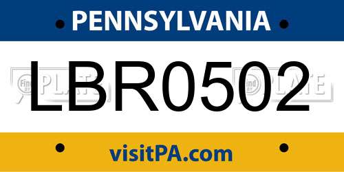 LBR0502 Pennsylvania License Plate