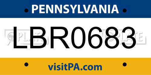 LBR0683 Pennsylvania License Plate
