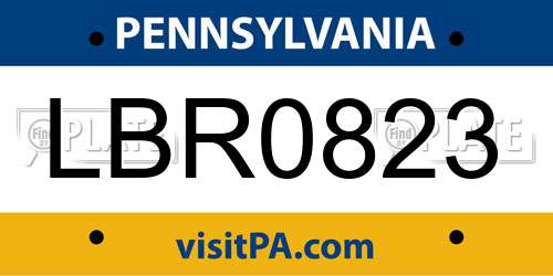LBR0823 Pennsylvania License Plate