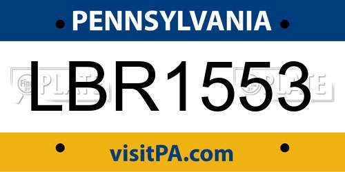 LBR1553 Pennsylvania License Plate