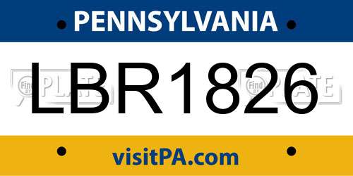 LBR1826 Pennsylvania License Plate