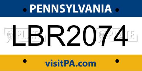 LBR2074 Pennsylvania License Plate