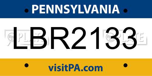 LBR2133 Pennsylvania License Plate