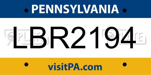 LBR2194 Pennsylvania License Plate
