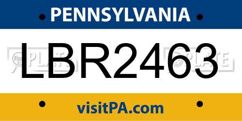 LBR2463 Pennsylvania License Plate