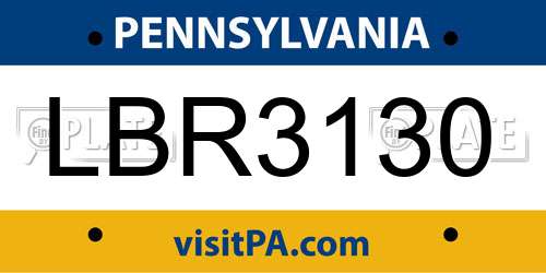 LBR3130 Pennsylvania License Plate