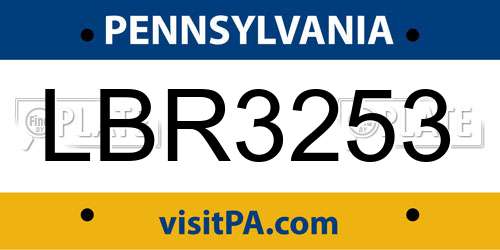 LBR3253 Pennsylvania License Plate