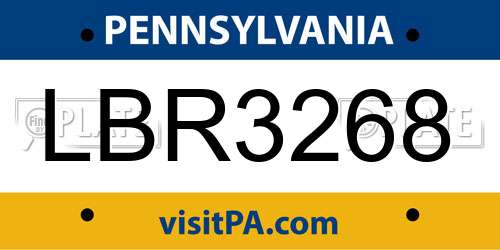 LBR3268 Pennsylvania License Plate