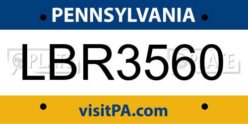 LBR3560 Pennsylvania License Plate