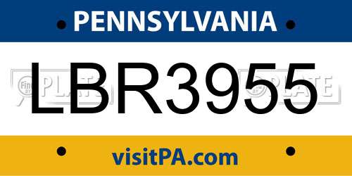 LBR3955 Pennsylvania License Plate
