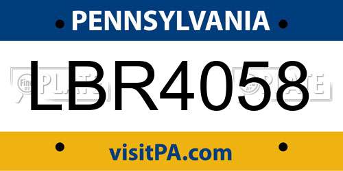LBR4058 Pennsylvania License Plate
