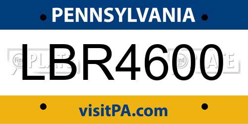 LBR4600 Pennsylvania License Plate