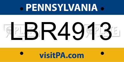LBR4913 Pennsylvania License Plate