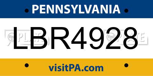 LBR4928 Pennsylvania License Plate