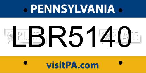 LBR5140 Pennsylvania License Plate