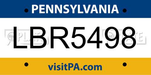 LBR5498 Pennsylvania License Plate