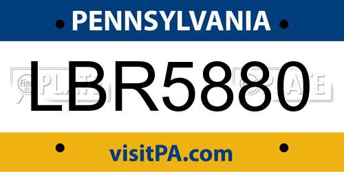 LBR5880 Pennsylvania License Plate