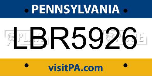 LBR5926 Pennsylvania License Plate