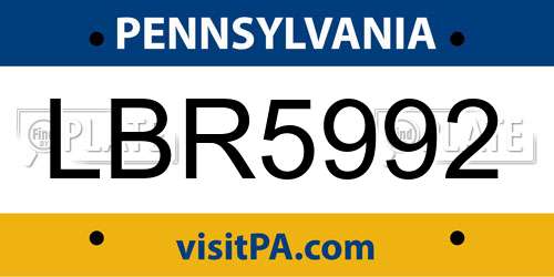 LBR5992 Pennsylvania License Plate