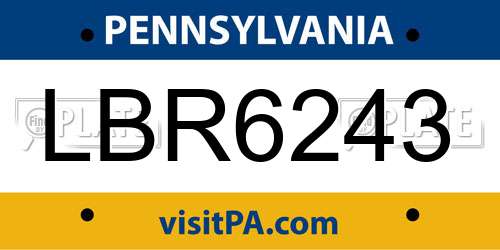 LBR6243 Pennsylvania License Plate