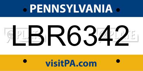 LBR6342 Pennsylvania License Plate