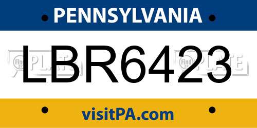 LBR6423 Pennsylvania License Plate