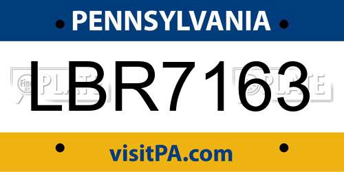 LBR7163 Pennsylvania License Plate