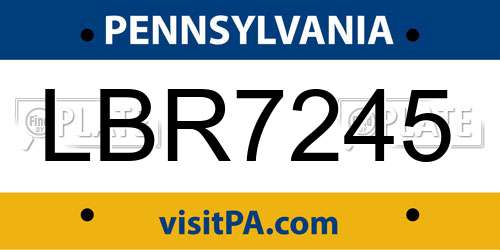 LBR7245 Pennsylvania License Plate