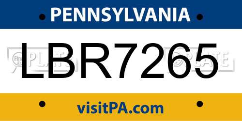 LBR7265 Pennsylvania License Plate