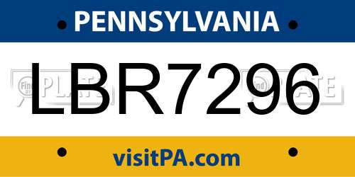 LBR7296 Pennsylvania License Plate