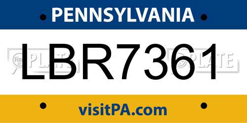 LBR7361 Pennsylvania License Plate