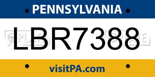 LBR7388 Pennsylvania License Plate