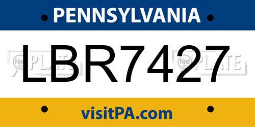 LBR7427 Pennsylvania License Plate