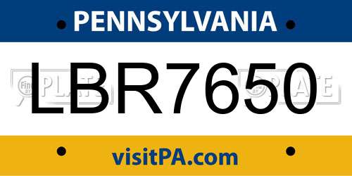 LBR7650 Pennsylvania License Plate