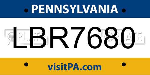 LBR7680 Pennsylvania License Plate