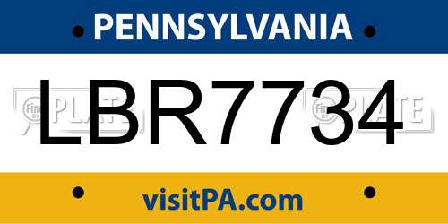 LBR7734 Pennsylvania License Plate