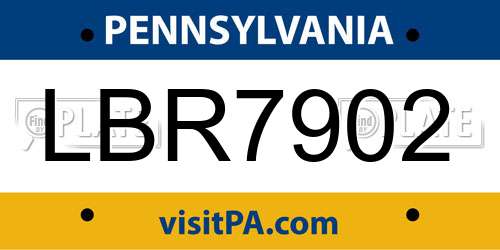 LBR7902 Pennsylvania License Plate