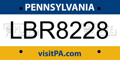 LBR8228 Pennsylvania License Plate