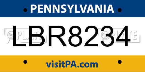 LBR8234 Pennsylvania License Plate