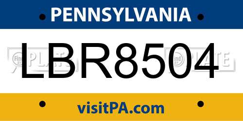 LBR8504 Pennsylvania License Plate